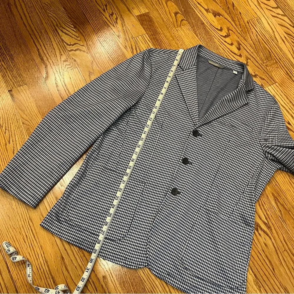 NWOT Emanuel Berg Deconstructed Shirt Jacket 52 Houndstooth Blue Navy Men’s